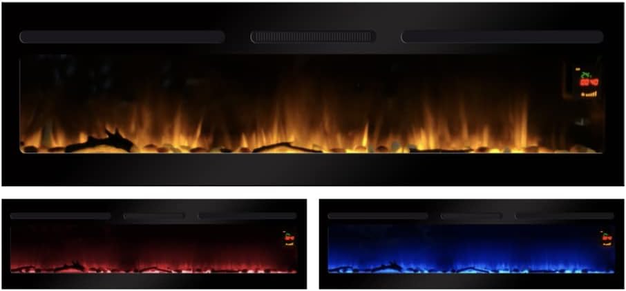 Cheminée Électrique Encastrable Effet Flammes LEDs Élysée 5XL 182 cm - Conçue en France - Garantie 2 Ans