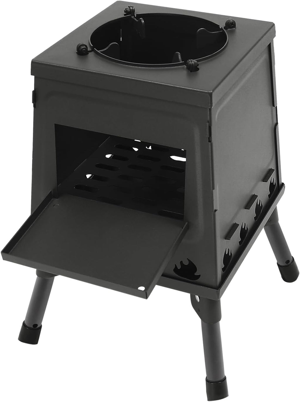 Poêle à bois pliable pour camping - Noir - Portable - Vert - Pour 3 à 5 personnes - Pour tente, chauffage, extérieur, camping, cuisine