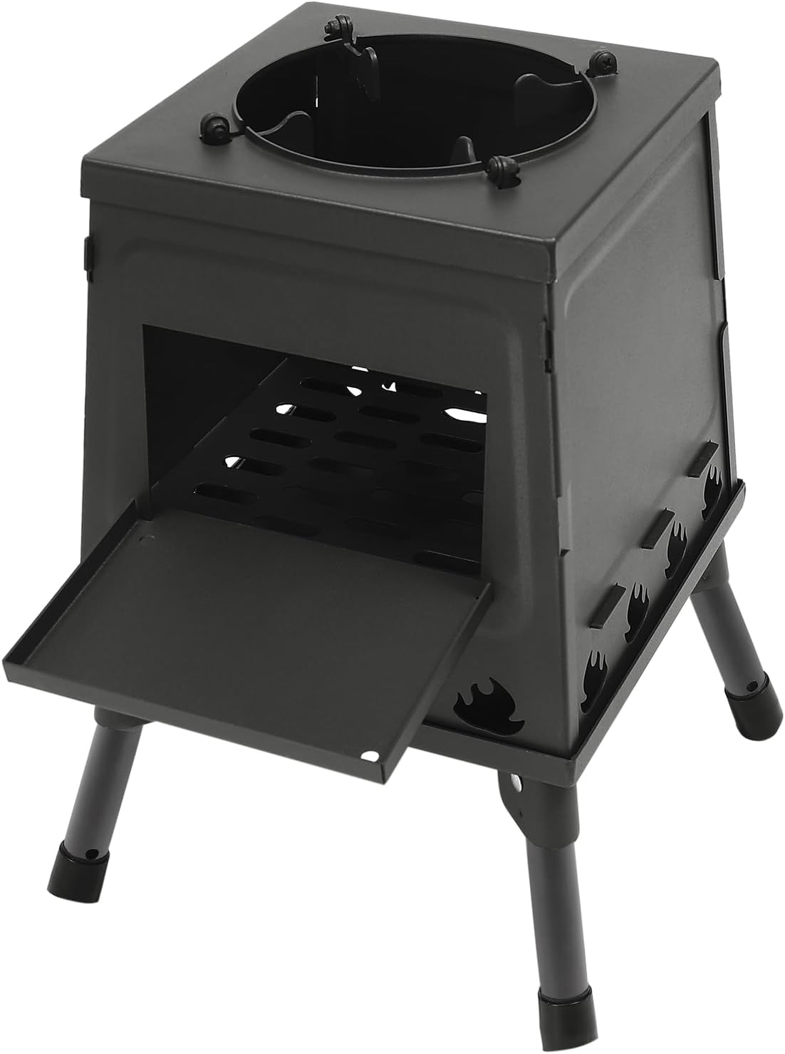 Poêle à bois pliable pour camping - Noir - Portable - Vert - Pour 3 à 5 personnes - Pour tente, chauffage, extérieur, camping, cuisine