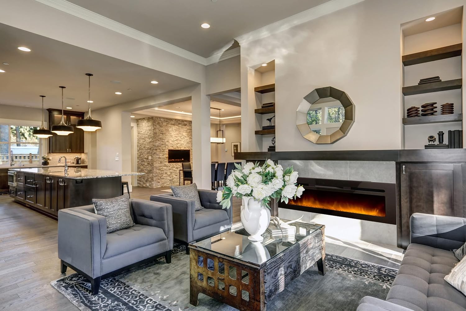 Cheminée Électrique Encastrable Effet Flammes LEDs Élysée 5XL 182 cm - Conçue en France - Garantie 2 Ans