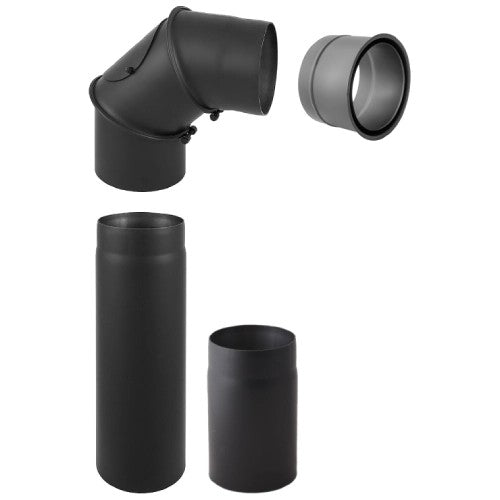 Kit de conduit de fumée 180 mm pour inserts et foyers modulaires - noir - Reuter Ferrum