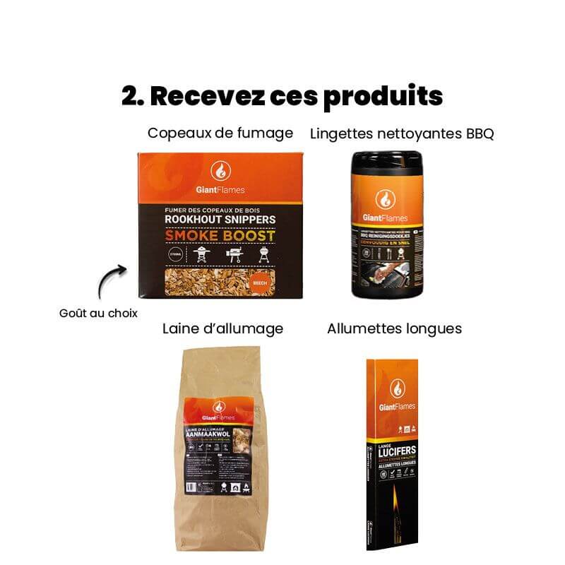 BBQ Master Paquet Y compris les produits d'éclairage, le bois à fumer et les lingettes