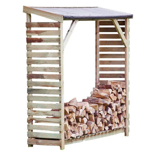 Abri pour cheminée bois pin vert imprégné B180 x D50 x H180 cm pour ranger le bois de chauffage.