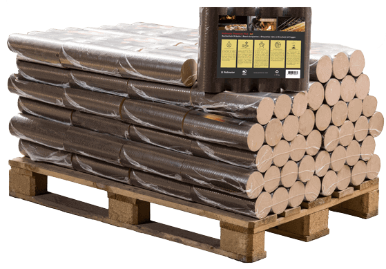 Briquettes rondes de hêtre demi-palette 48 paquets x 10 kg (480 kg)